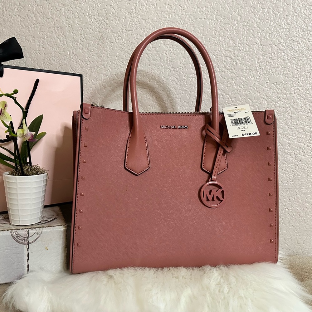Michael Kors Rose Satchel with MK Charm